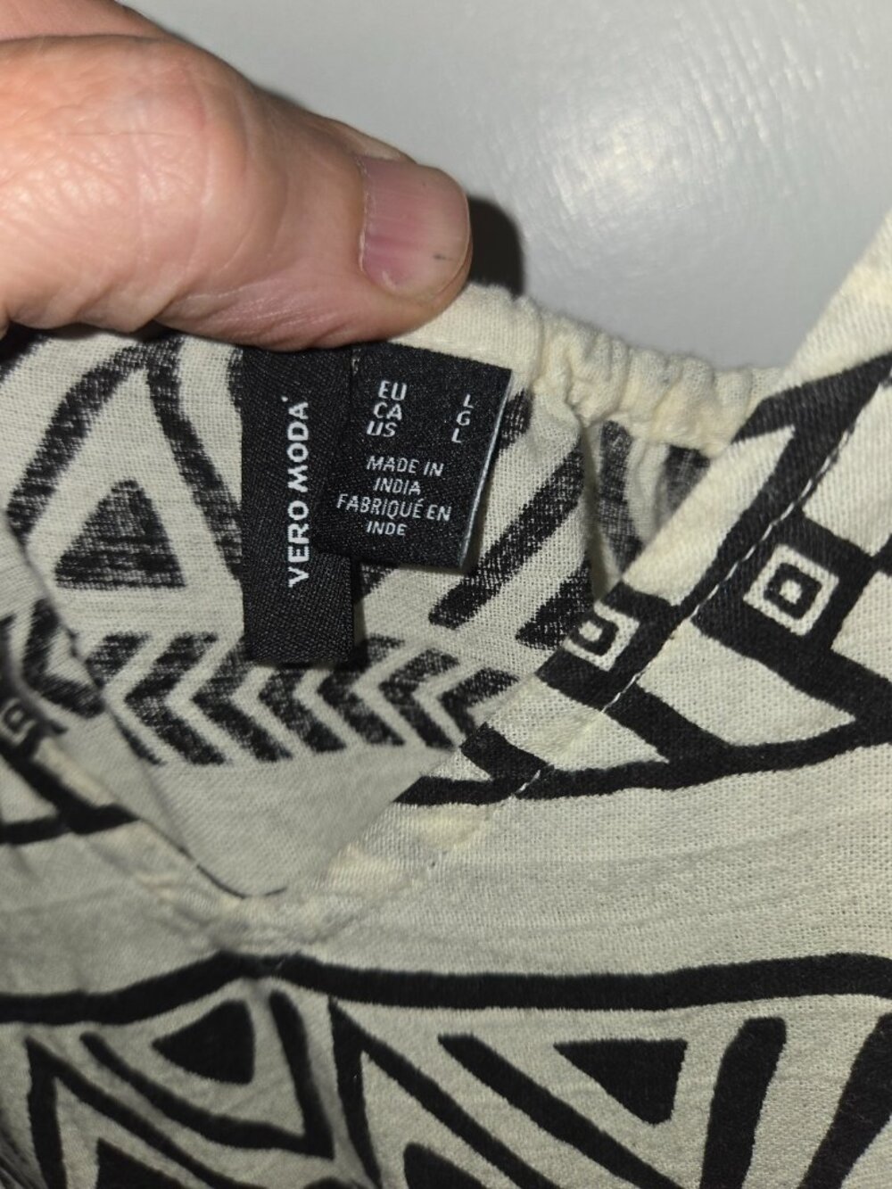 Vero Moda Black White Tribal Print Tie Waist Midi Dress Large - Picture 5 of 5